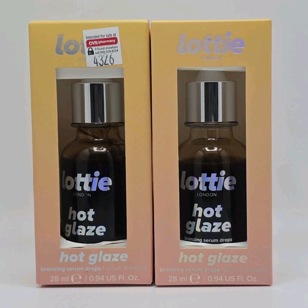 2 Lottie Hot Glaze Bronzing Serum Drops Sealed 0.94 fl oz Each All Skin Tones